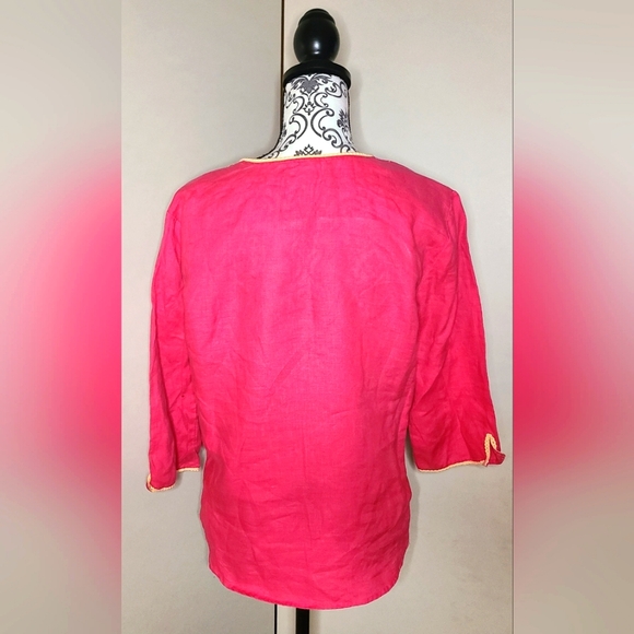 Gap 100% Linen Embroidered Blouse 3/4 sleeves Women's size Medium RN 54023 - Picture 3 of 5